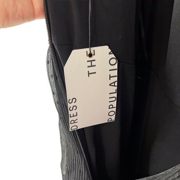 Dress The Population Kady Sequin Tiered Dress Black Size Small Wedding Guest - Picture 8 of 11